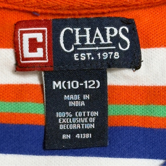 Chaps Boys Striped Short Sleeve Polo Shirt Size M (10-12) ~ Excellent - Picture 8 of 8